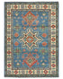 3x5 Blue Kuba Afghan Hand Knotted Wool Area Rug